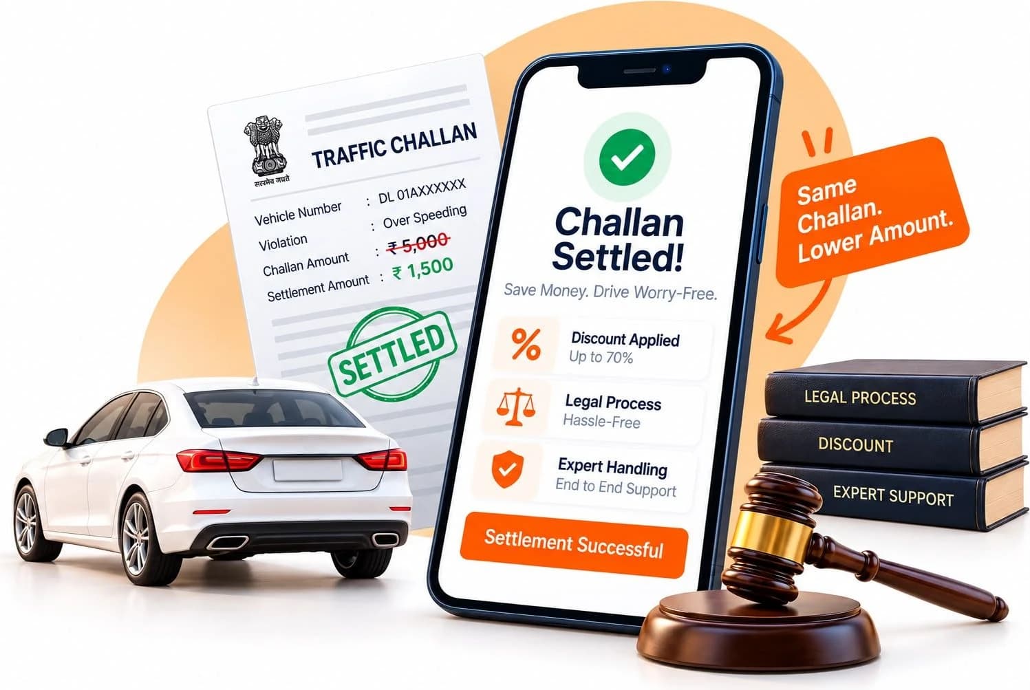 Challan settled for a lower amount with HurHur